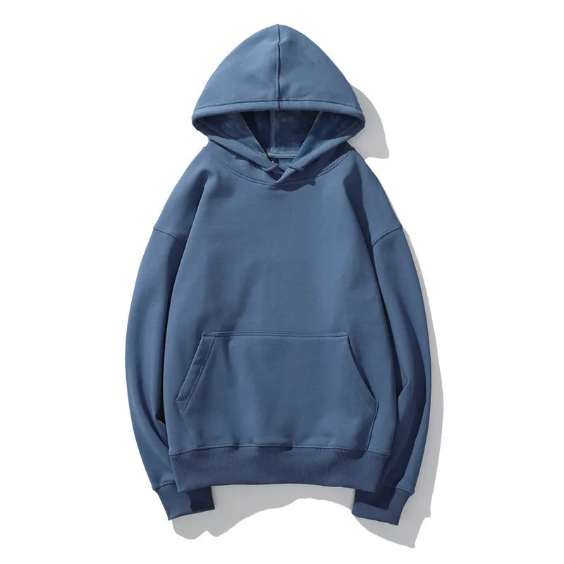 Oversized enfärgad fleecehuvtröja för män