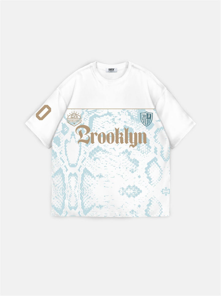Oversize Brooklyn T-shirt - Ecru och Turkos