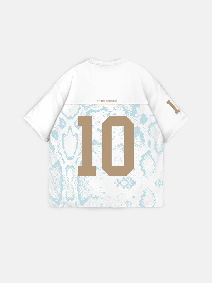 Oversize Brooklyn T-shirt - Ecru och Turkos