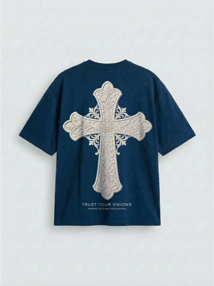 Oversize Cross T-shirt - Marinblå