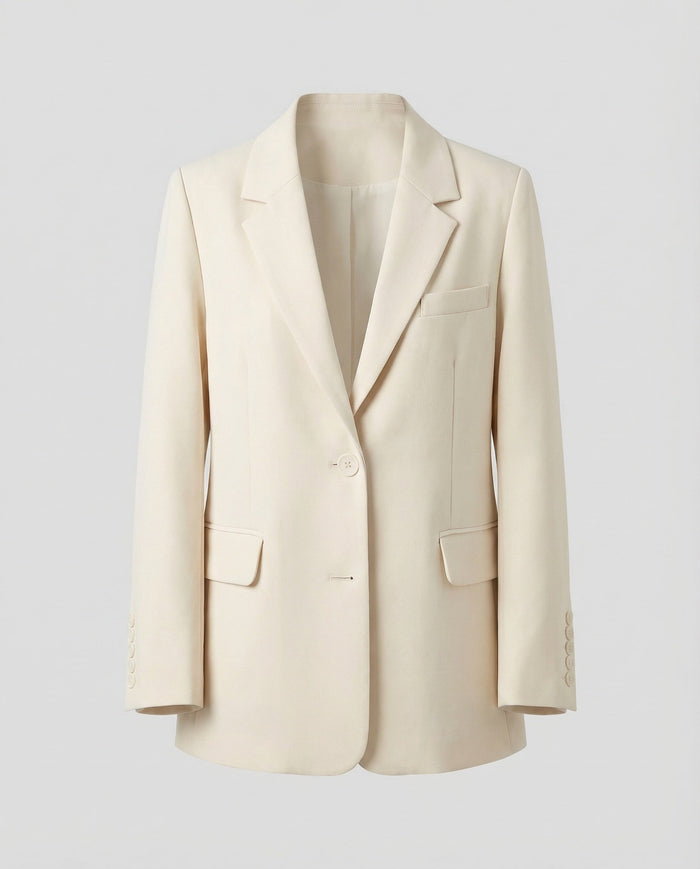 Dam Oversize-Longblazer med Enradig Knappslå