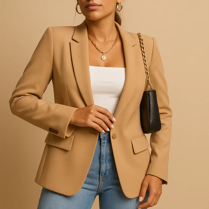 Dam Tailored Blazer med Knappstängning och Lappar