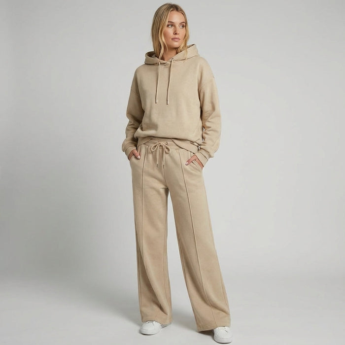 Dam Jogginset med Huvtröja och Vida Byxor