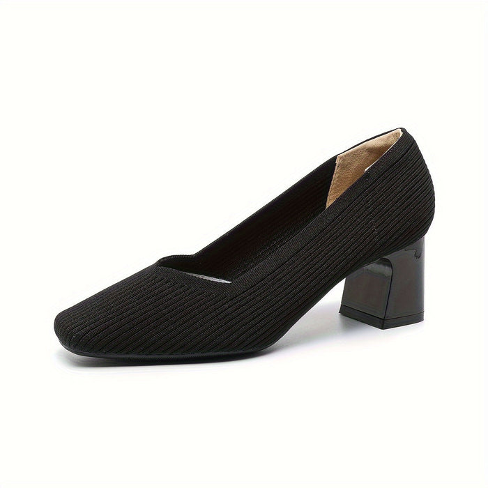 Dam Blockklack Pumps med Rutmönster och Stabil 6 cm Klack