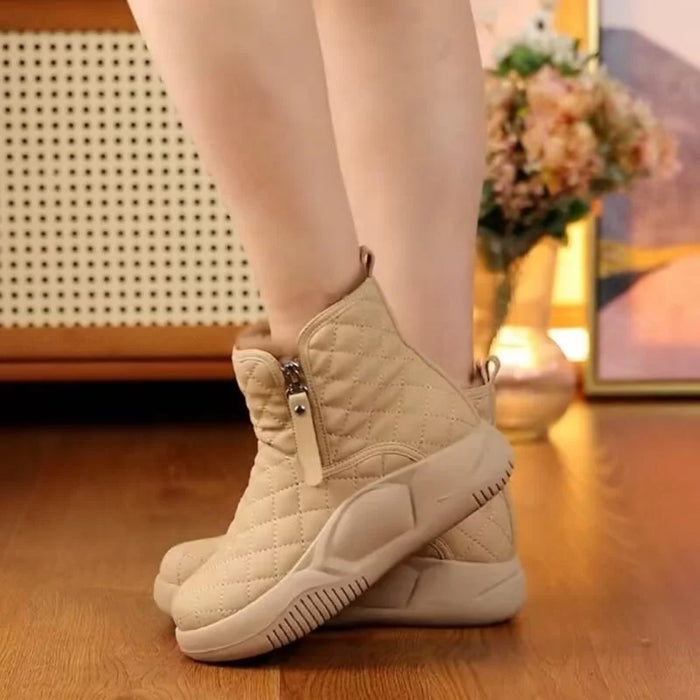 Dam Quiltade Ankelboots med Dragkedja och Halkskydd
