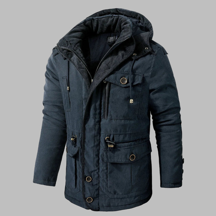 Herrjacka Parka med Huva och Flera Fickor för Vinter