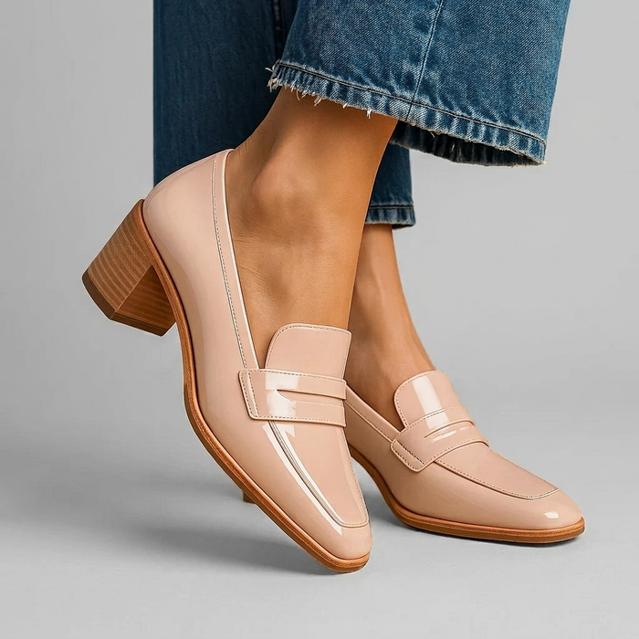 Loafers med Blockklack och Sluten Tå för Dam