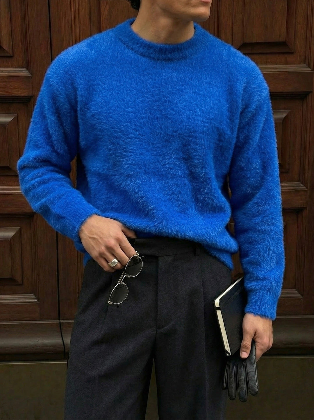 Oversized Hårig Reptröja - Ljus Saks
