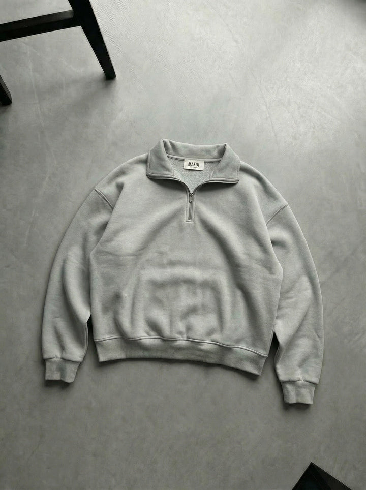 Oversize Halvdraget Polo Sweatshirt - Grå