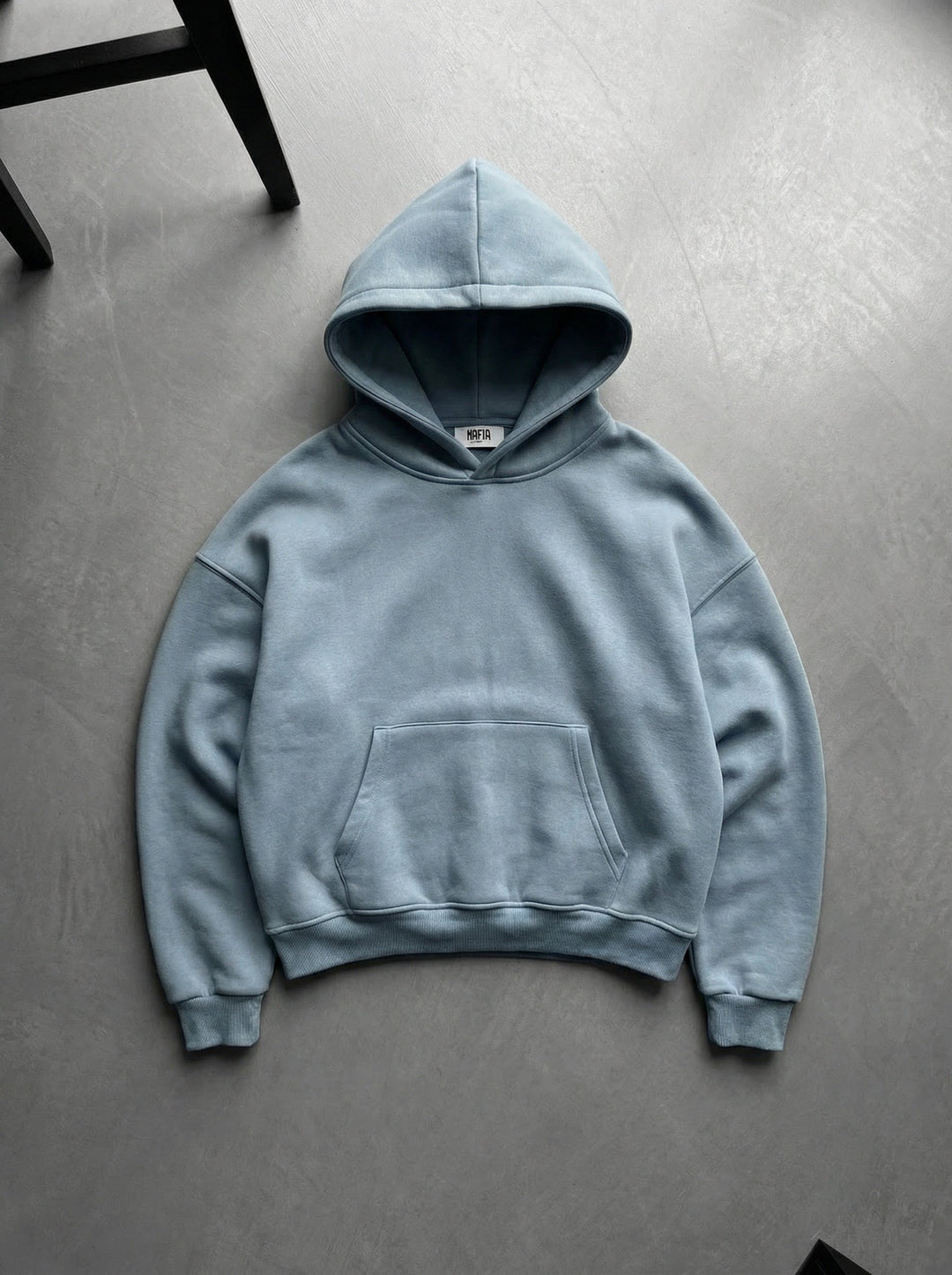 Överdimensionerad Basic Hoodie - Blekt Denim