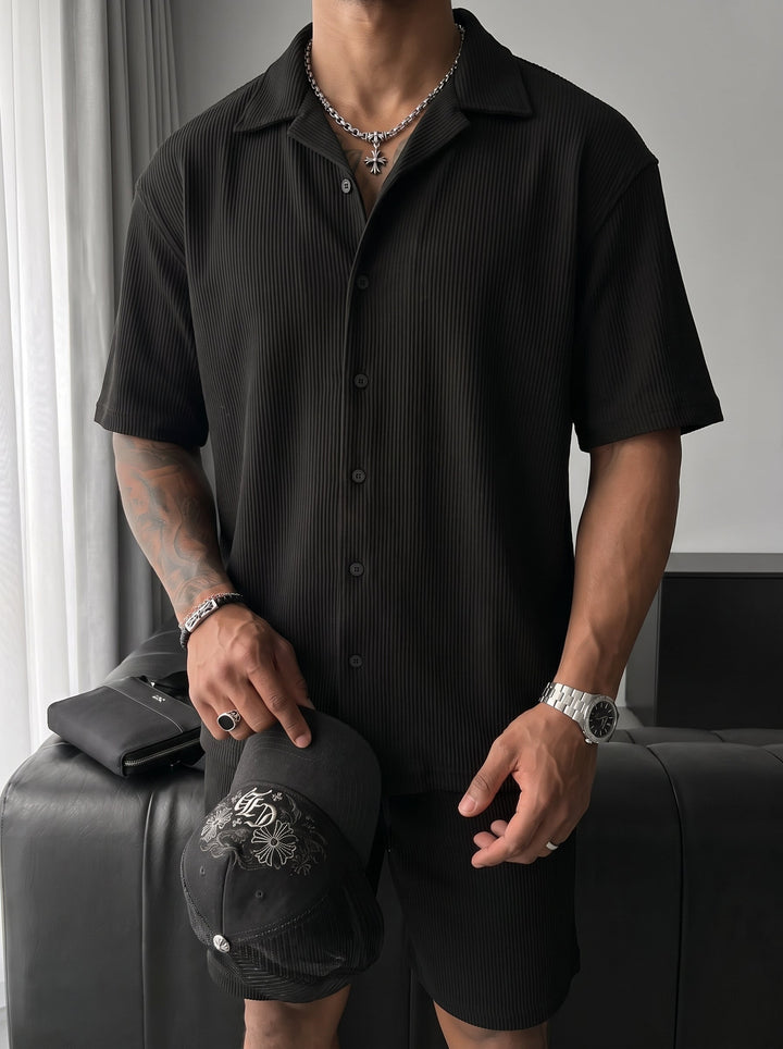 Oversize Cord Skjorta - Svart