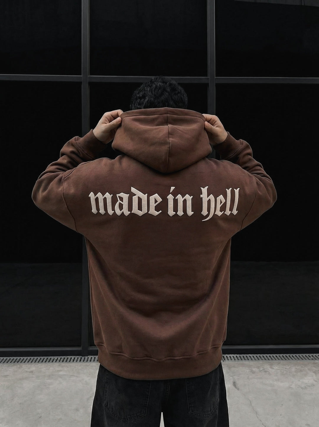Oversize Made in Hell Hoodie - Brun