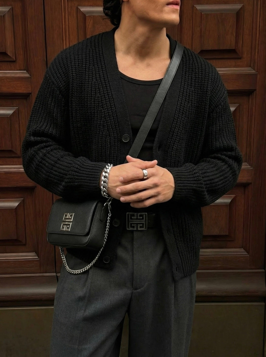Oversize Crop Cardigan - Svart