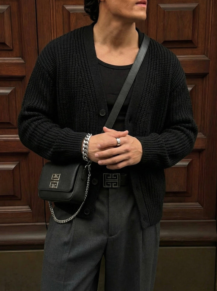 Oversize Crop Cardigan - Svart