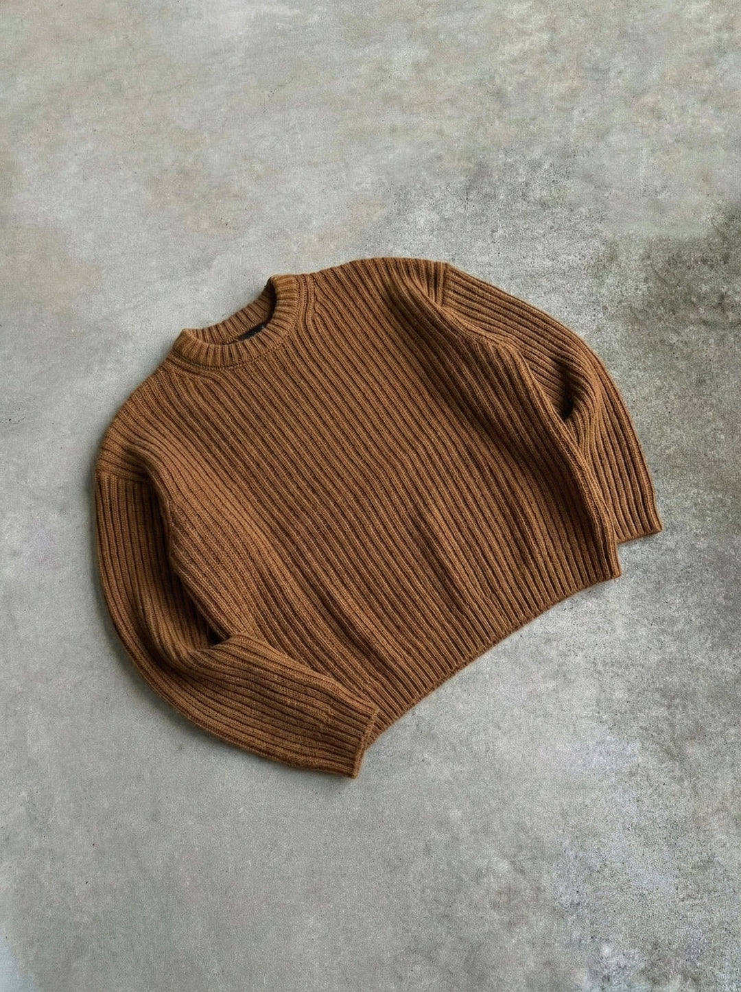 Lös Passform Randig Struktur Pullover - Cappuccino
