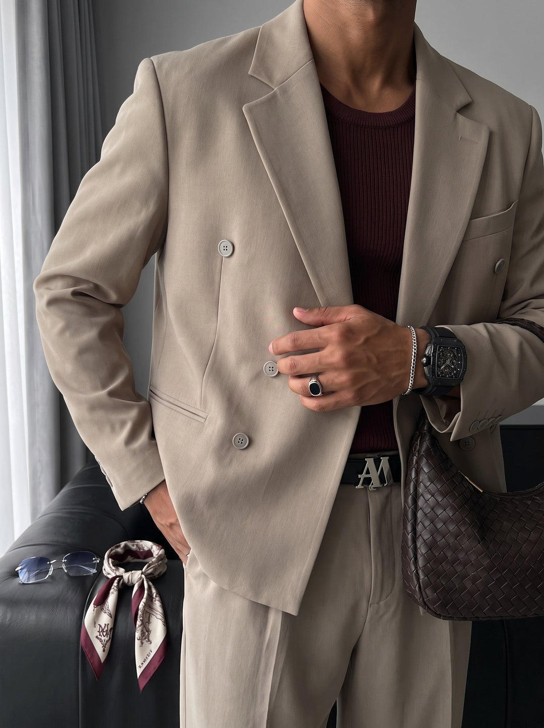 Överdimensionerad Skräddarsydd Kostym - Beige