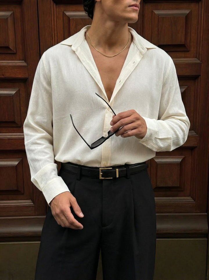 Regular Fit Långärmad Skjorta - Beige