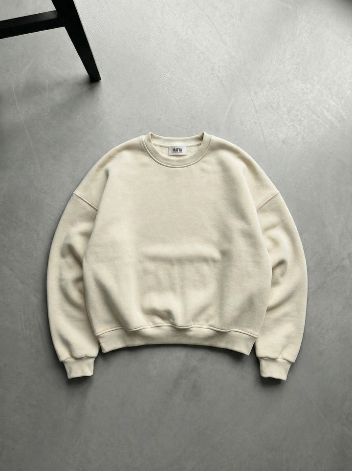 Oversize Basic Sweater - Antik Vit
