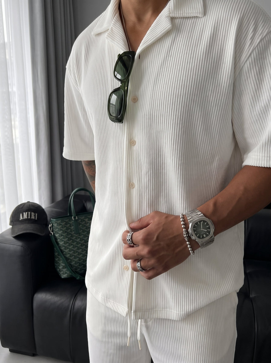 Oversize Cord Skjorta - Vit