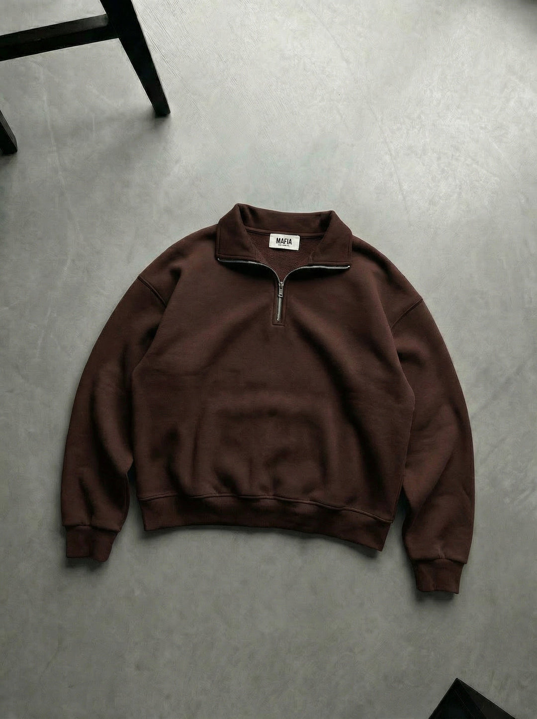 Oversize Halvdraget Polo Sweatshirt - Chokladbrun