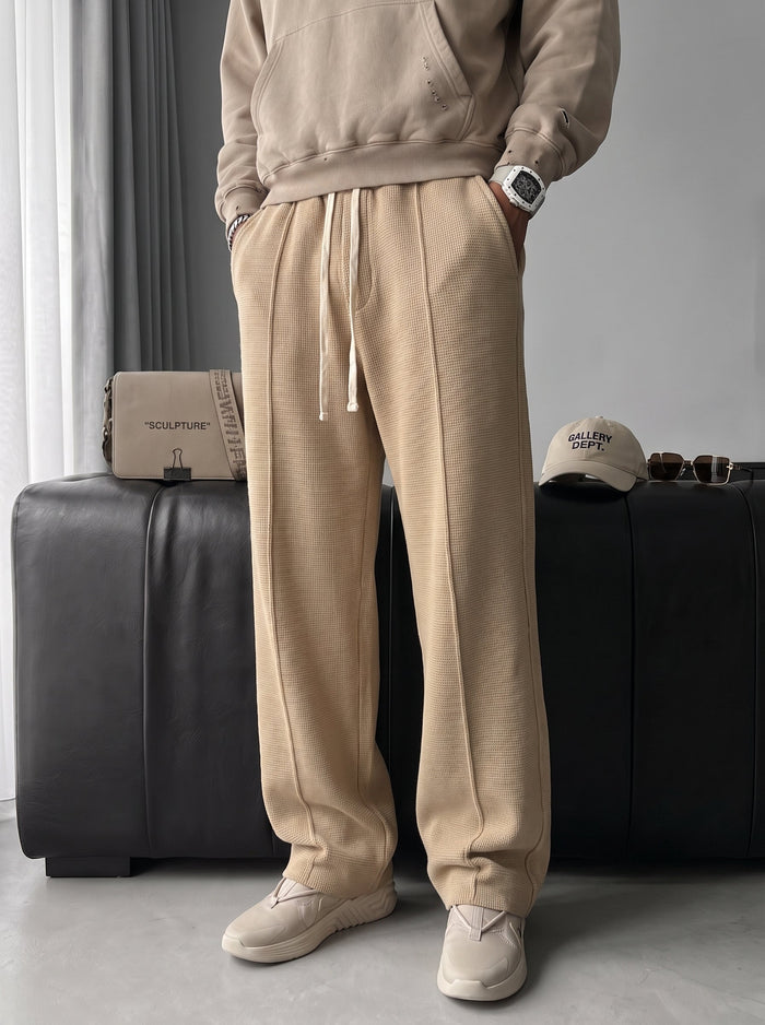 Lösa Fit Sömnadsbyxor - Beige