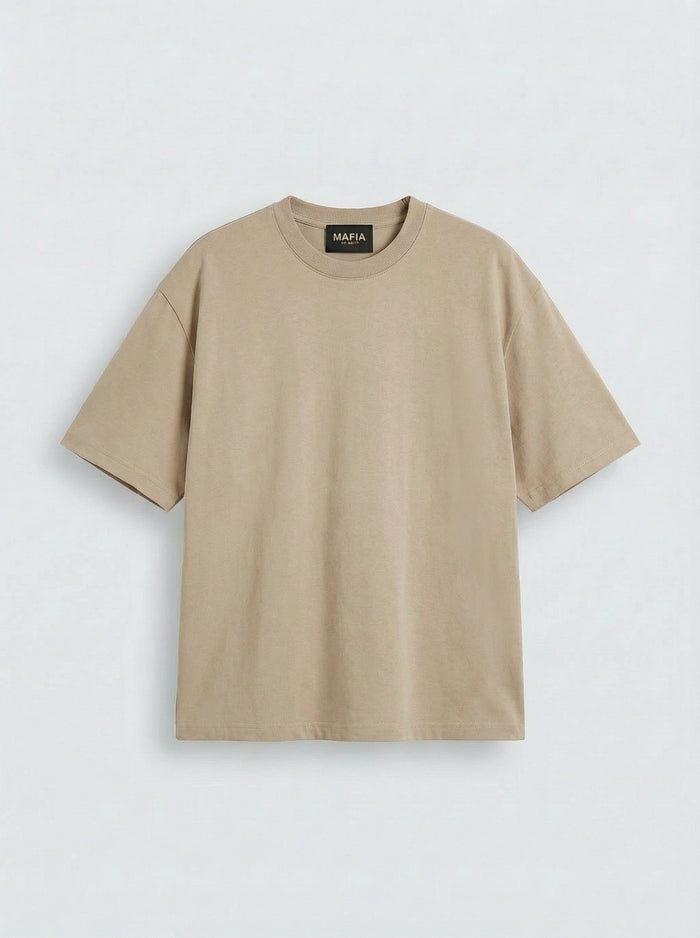 Oversize Basic T-Shirt - Beige