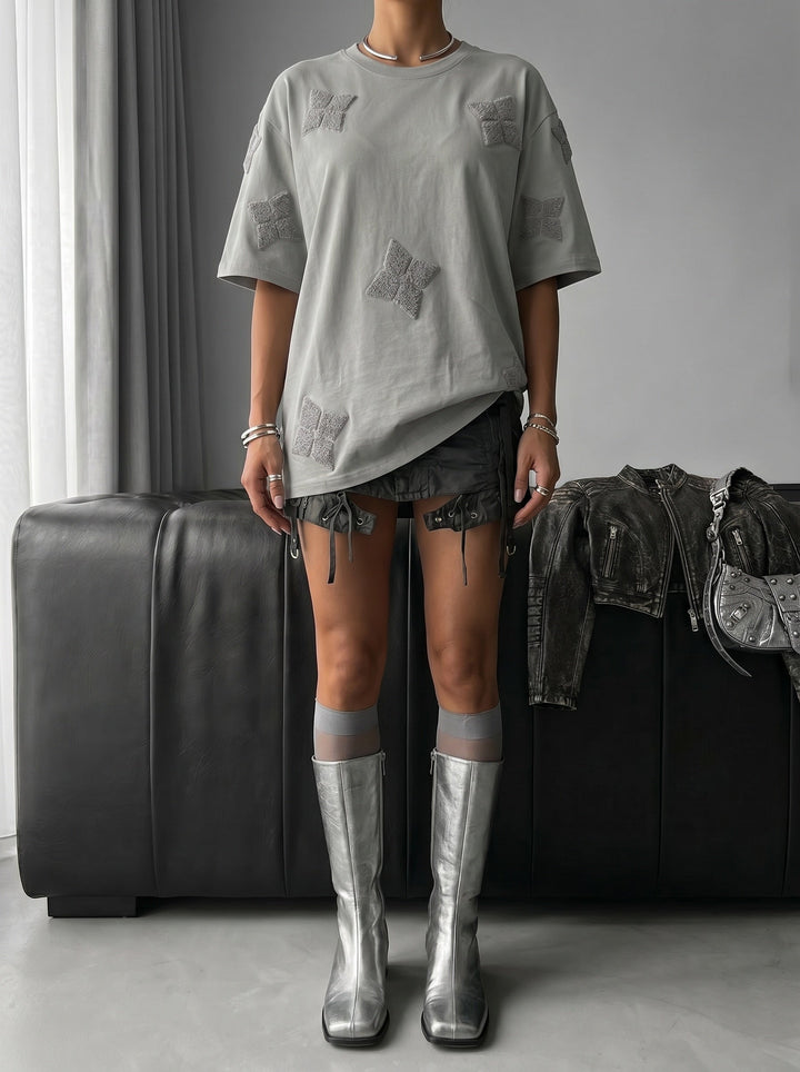 Oversize Detaljerad T-shirt - Grå