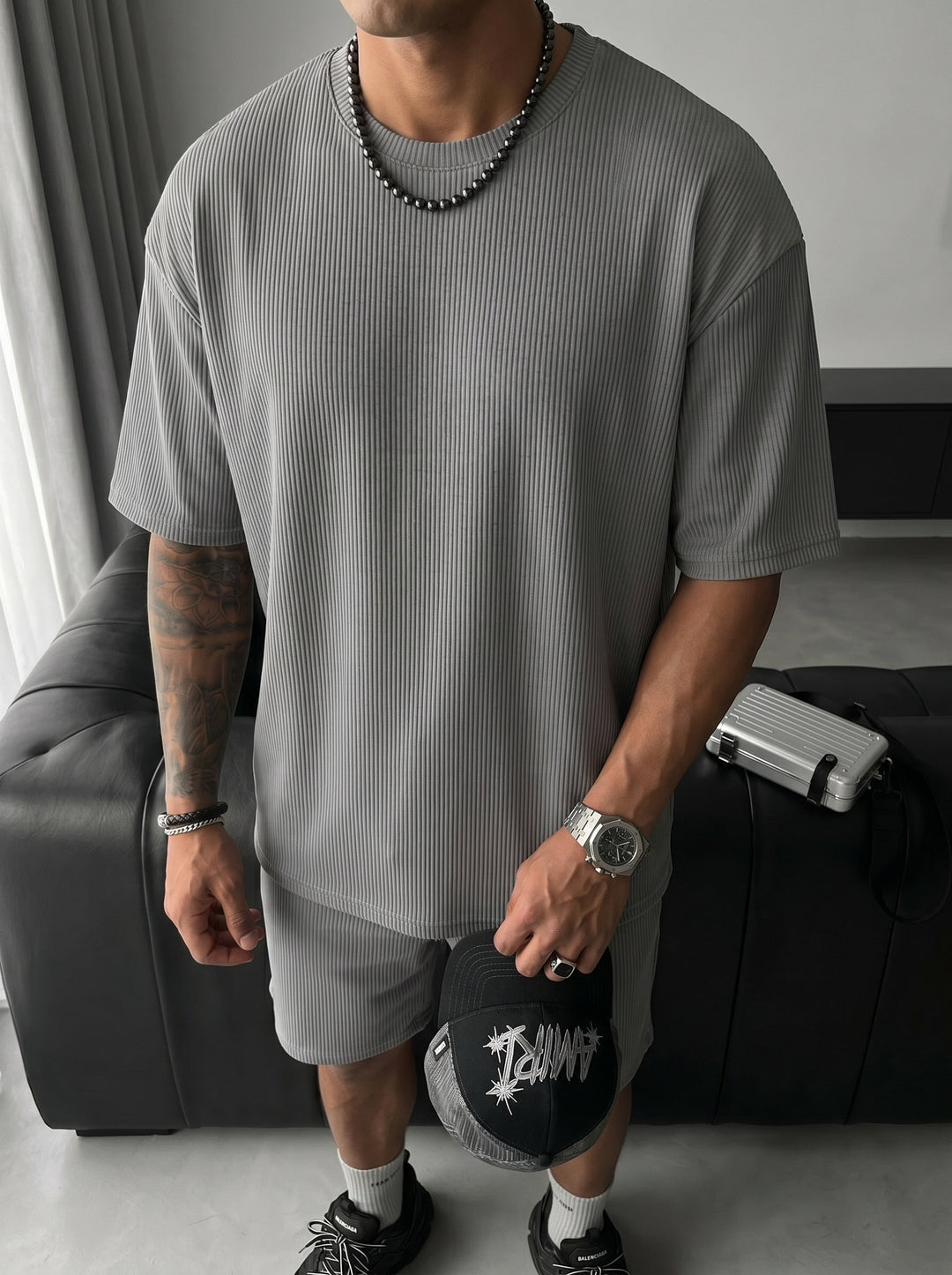Oversize Cord Tee - Grå