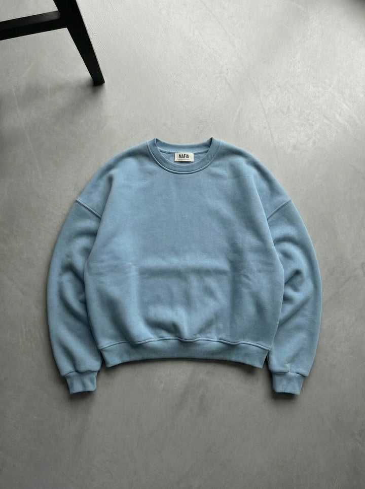 Oversize Basic Tröja - Blekt Denim