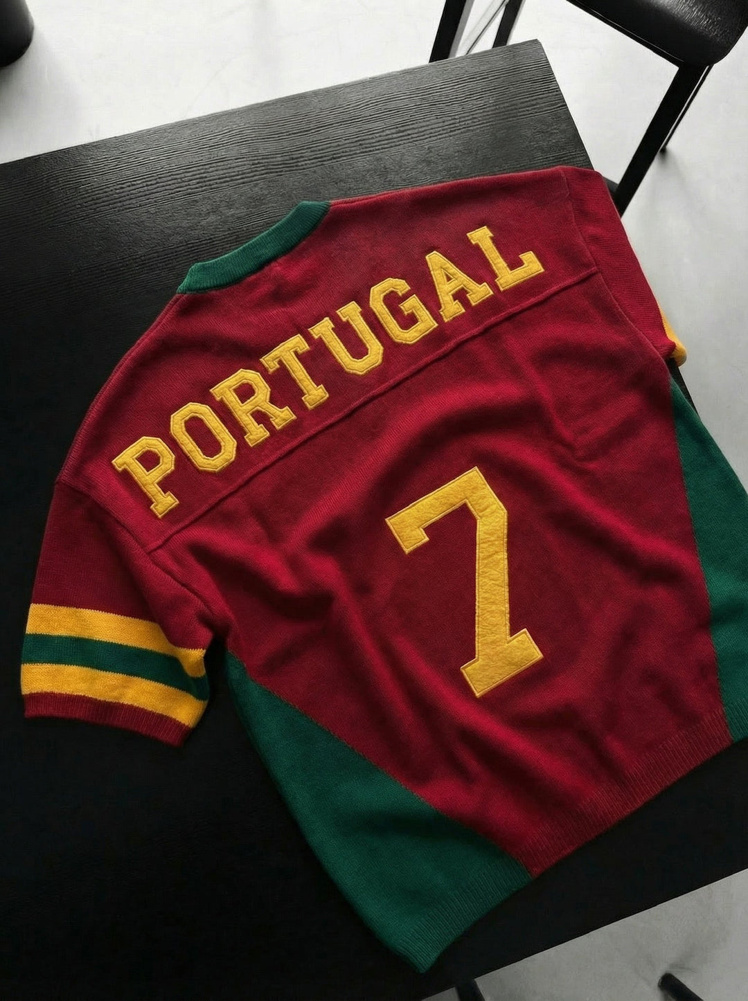 Oversize Portugal Stickad T-shirt - Röd