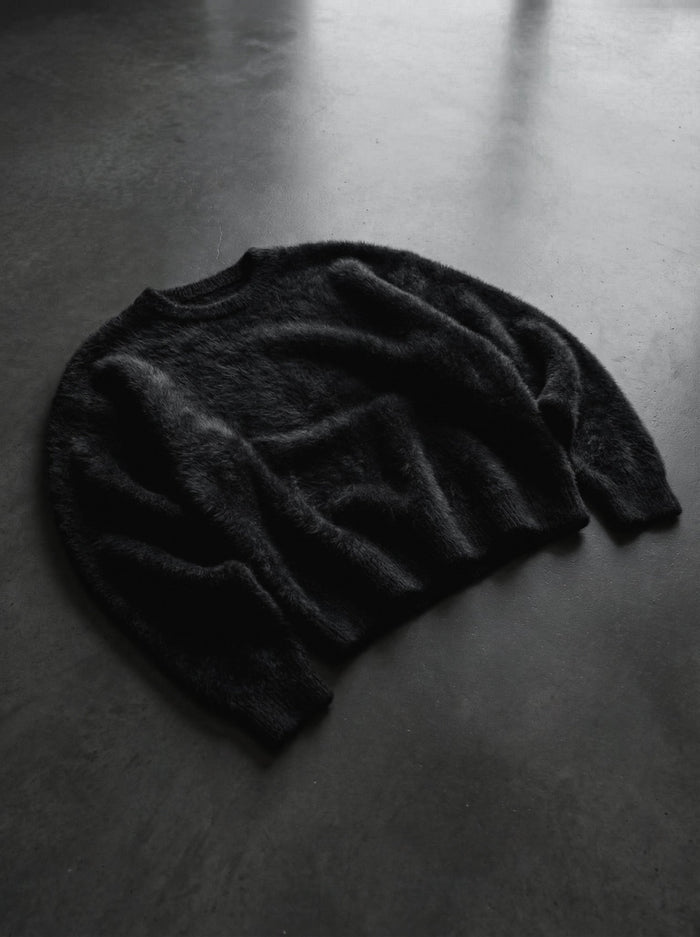 Oversize Hårig Reptröja - Svart