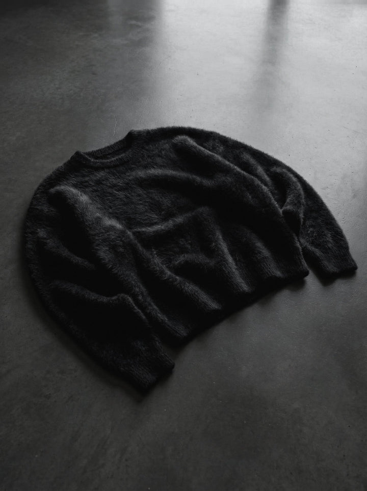 Oversize Hårig Reptröja - Svart