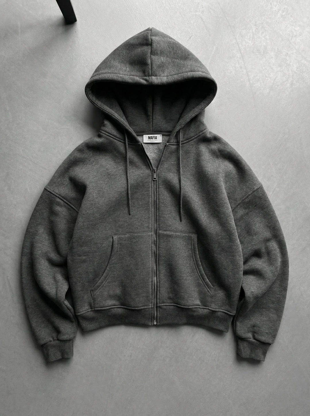 Oversize Basic Zip-Hoodie - Antracit Melange