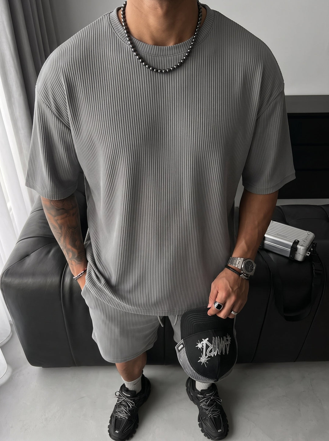 Oversize Cord Tee - Grå