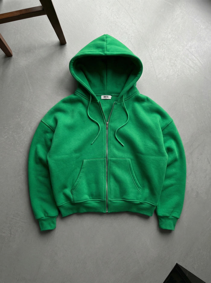 Oversize Basic Zipper Hoodie - Formell Trädgård