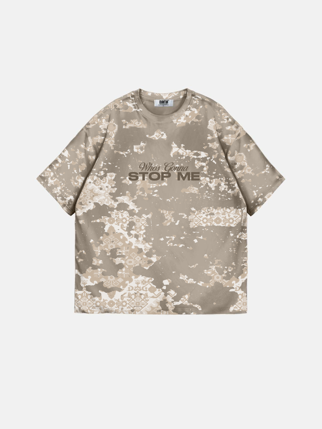 Oversize Stop Me T-Shirt - Beige